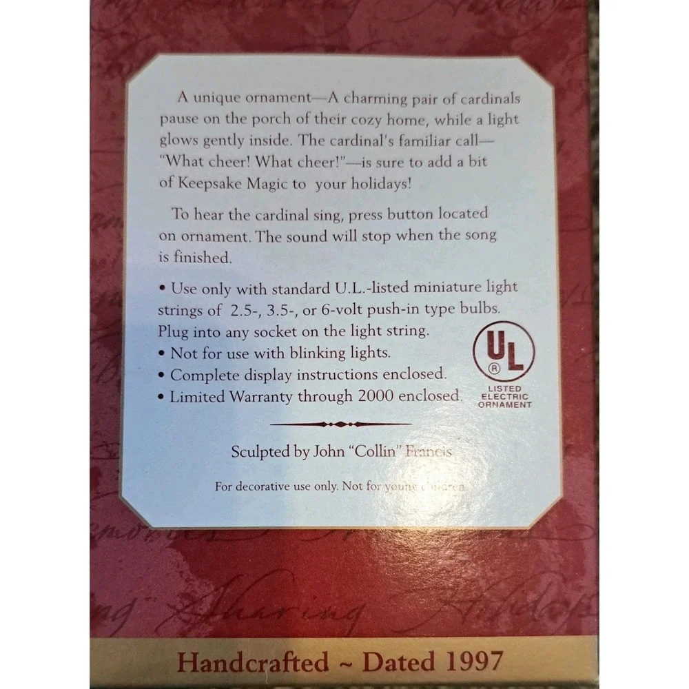 1997 Hallmark Keepsake Holiday Serenade Magic‎ Ornament Light & Sound Vintage